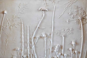 pressed flowers in clay