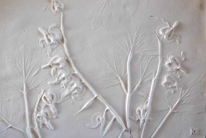 pressed flowers in clay